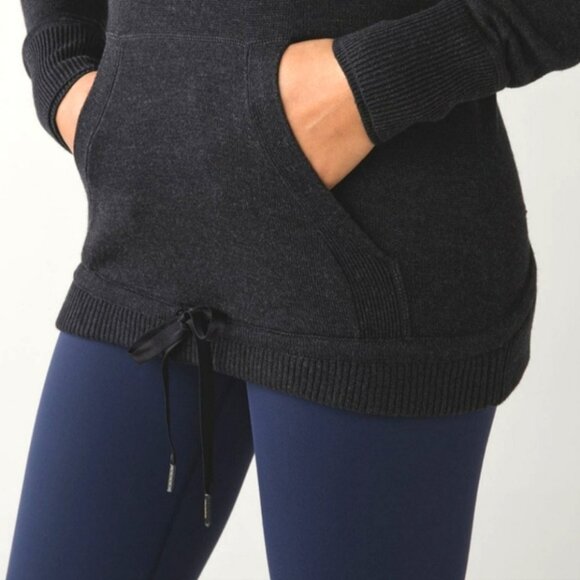 Lululemon Sweet Savasana Pullover Knit Cashmere Hoodie Heathered Black Size S - Picture 4 of 16